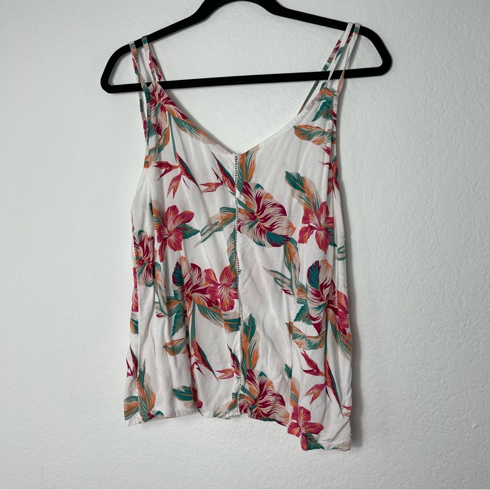 Roxy Women’s Hawaiian Flower Spaghetti Strap Tanktop size Medium